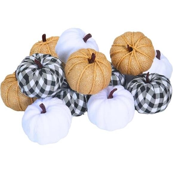 12pcs Mixed Artificial Fake Harvest Pumpkins for Fall Thanksgiving Halloween - Picture 7 of 7
